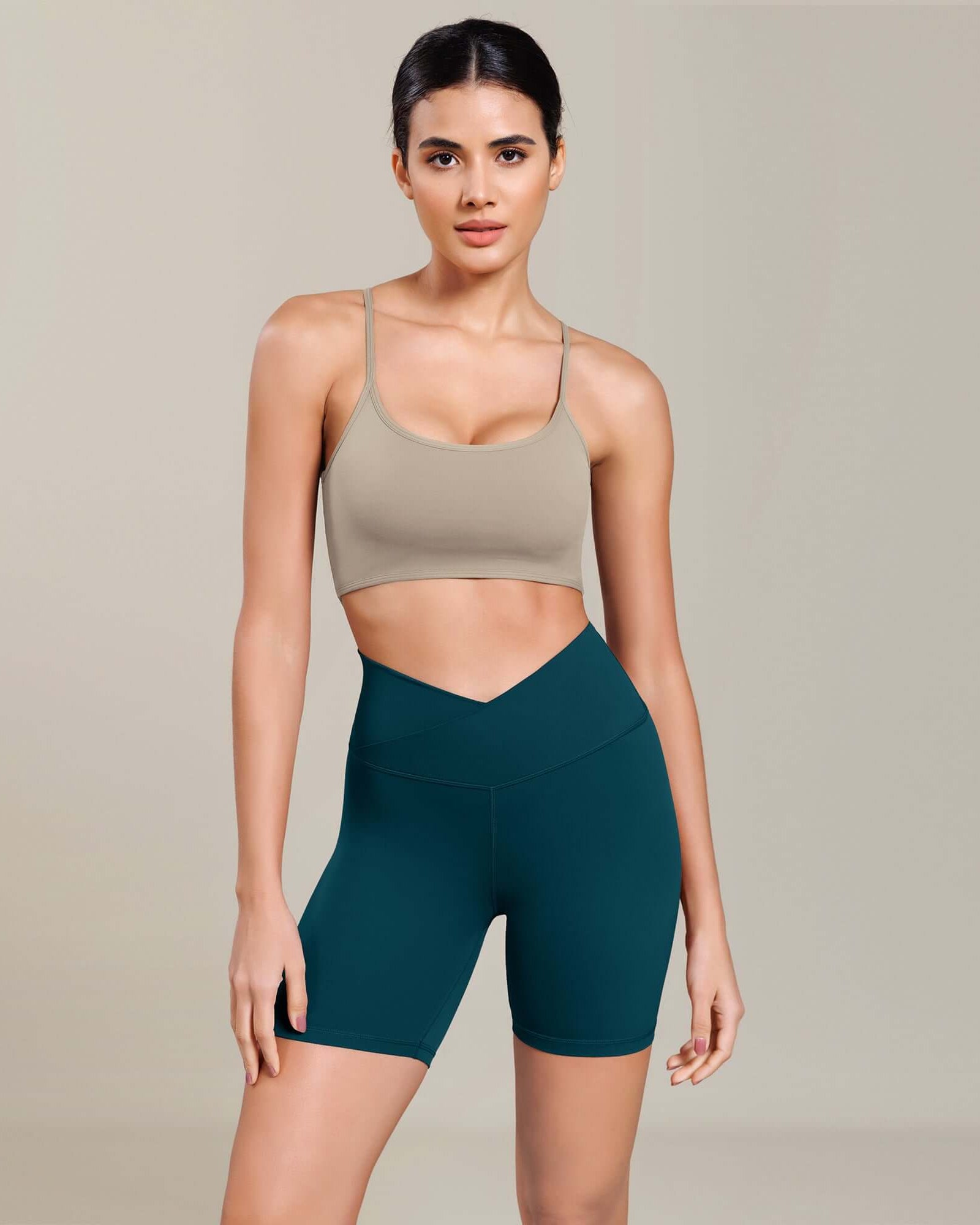 Cloud Feeling 6 Cross Waist Yoga Lounge Shorts Forest Teal - ododos