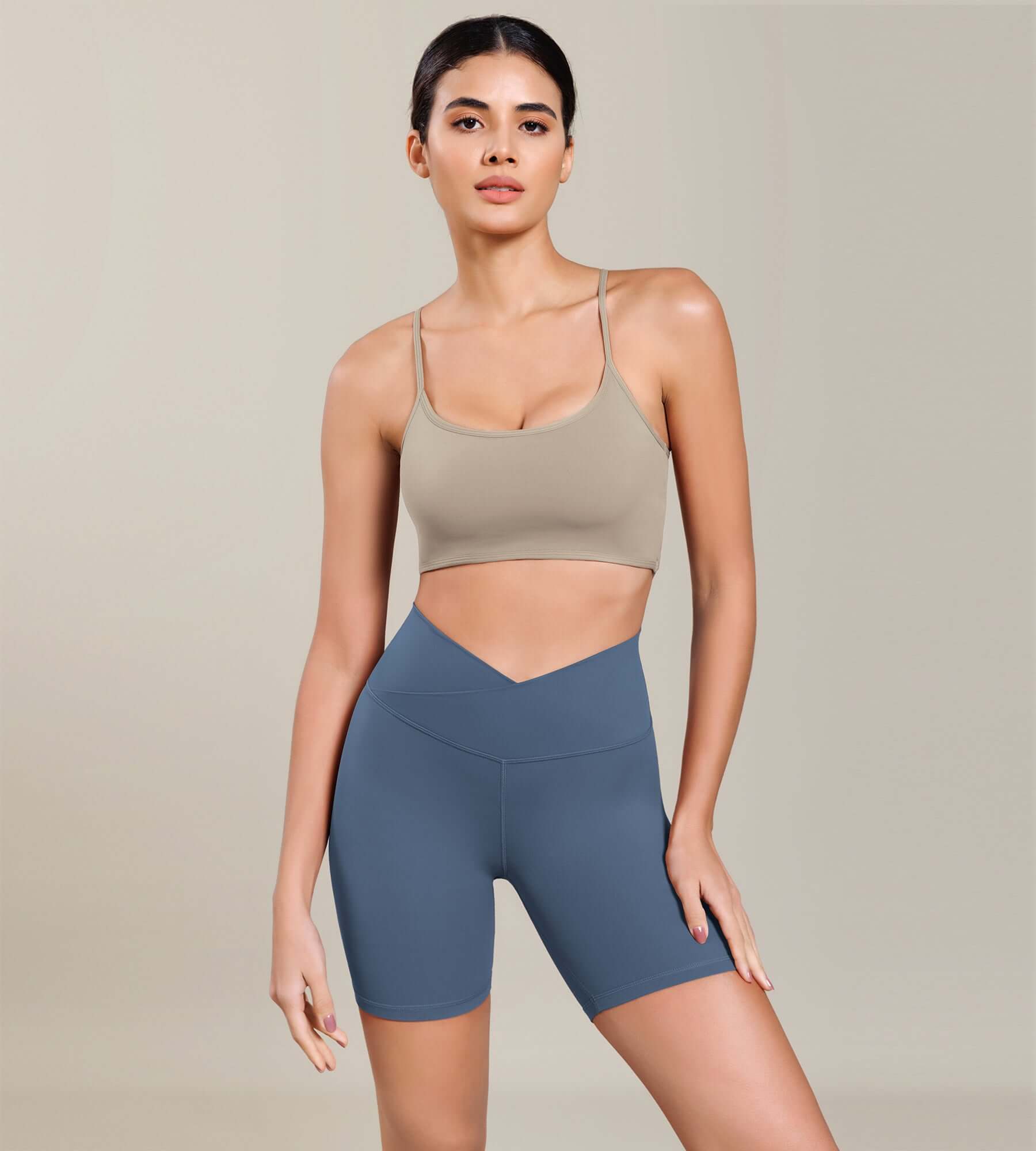 Cloud Feeling 6 Cross Waist Yoga Lounge Shorts Ink Blue - ododos
