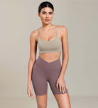 Cloud Feeling 6 Cross Waist Yoga Lounge Shorts Purple Taupe - ododos