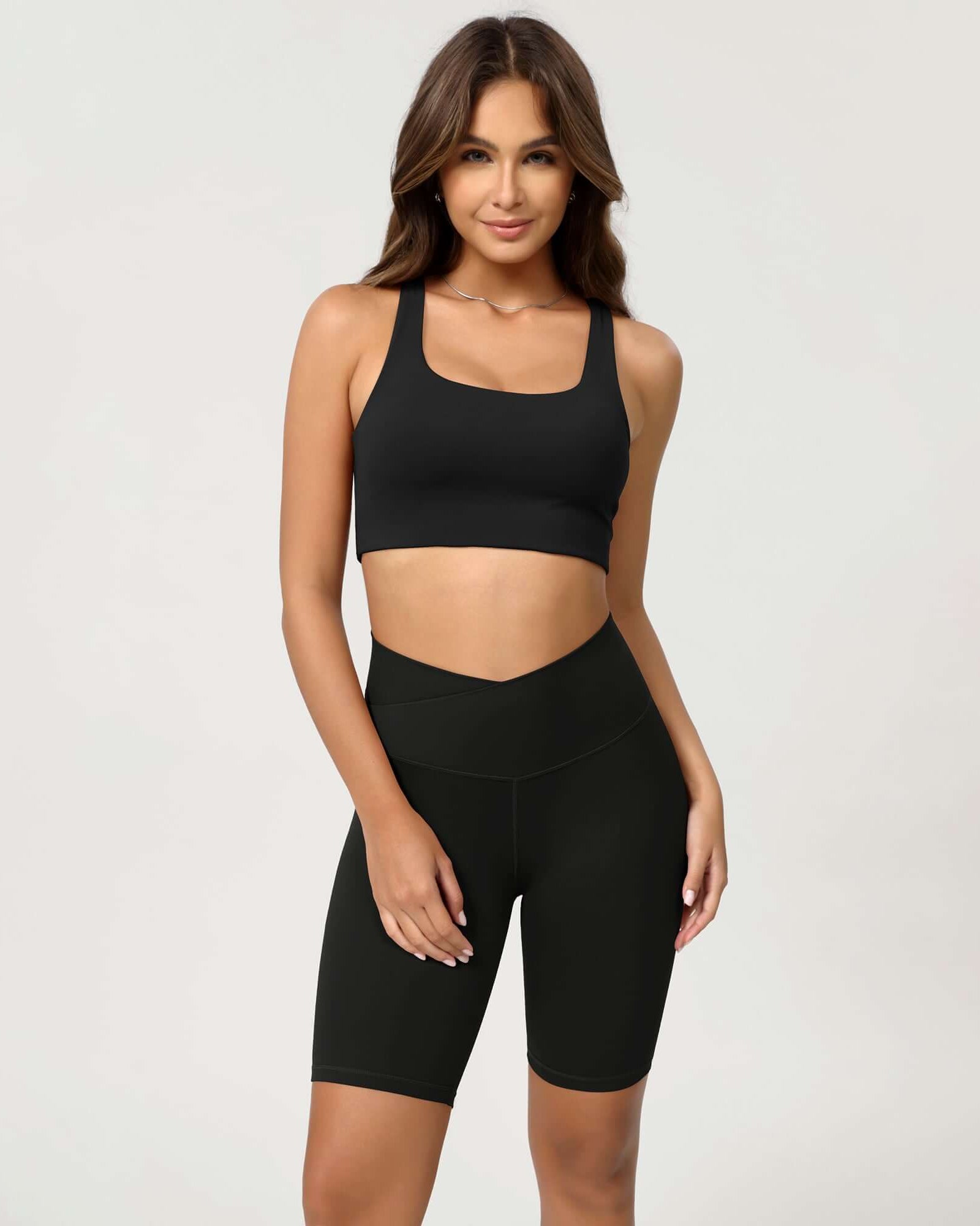 Cloud Feeling 8 Crossover Yoga Shorts Black - ododos