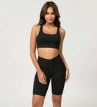 Cloud Feeling 8 Crossover Yoga Shorts Black - ododos