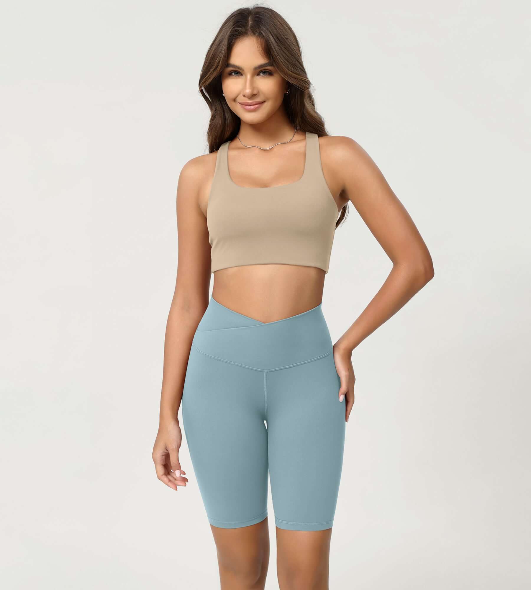 Cloud Feeling 8 Crossover Yoga Shorts Chambray - ododos