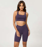 Cloud Feeling 8 Crossover Yoga Shorts Dark Purple - ododos