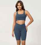 Cloud Feeling 8 Crossover Yoga Shorts Ink Blue - ododos