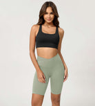 Cloud Feeling 8 Crossover Yoga Shorts Lime Stone - ododos