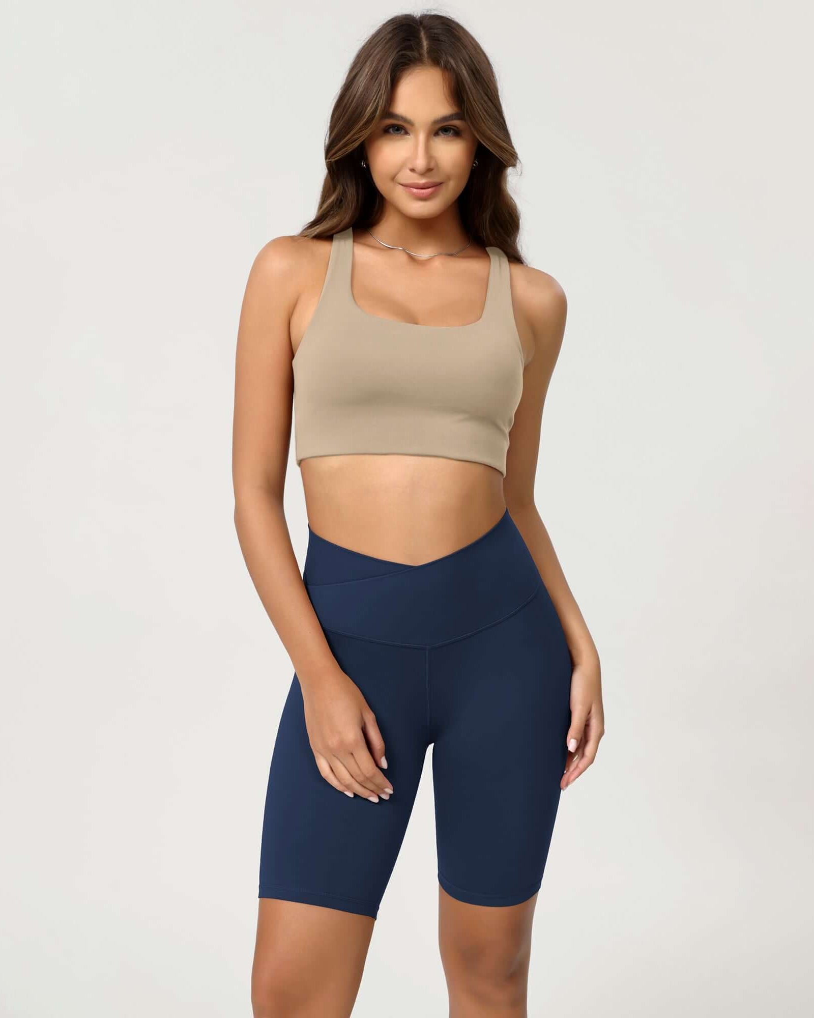 Cloud Feeling 8 Crossover Yoga Shorts Navy - ododos