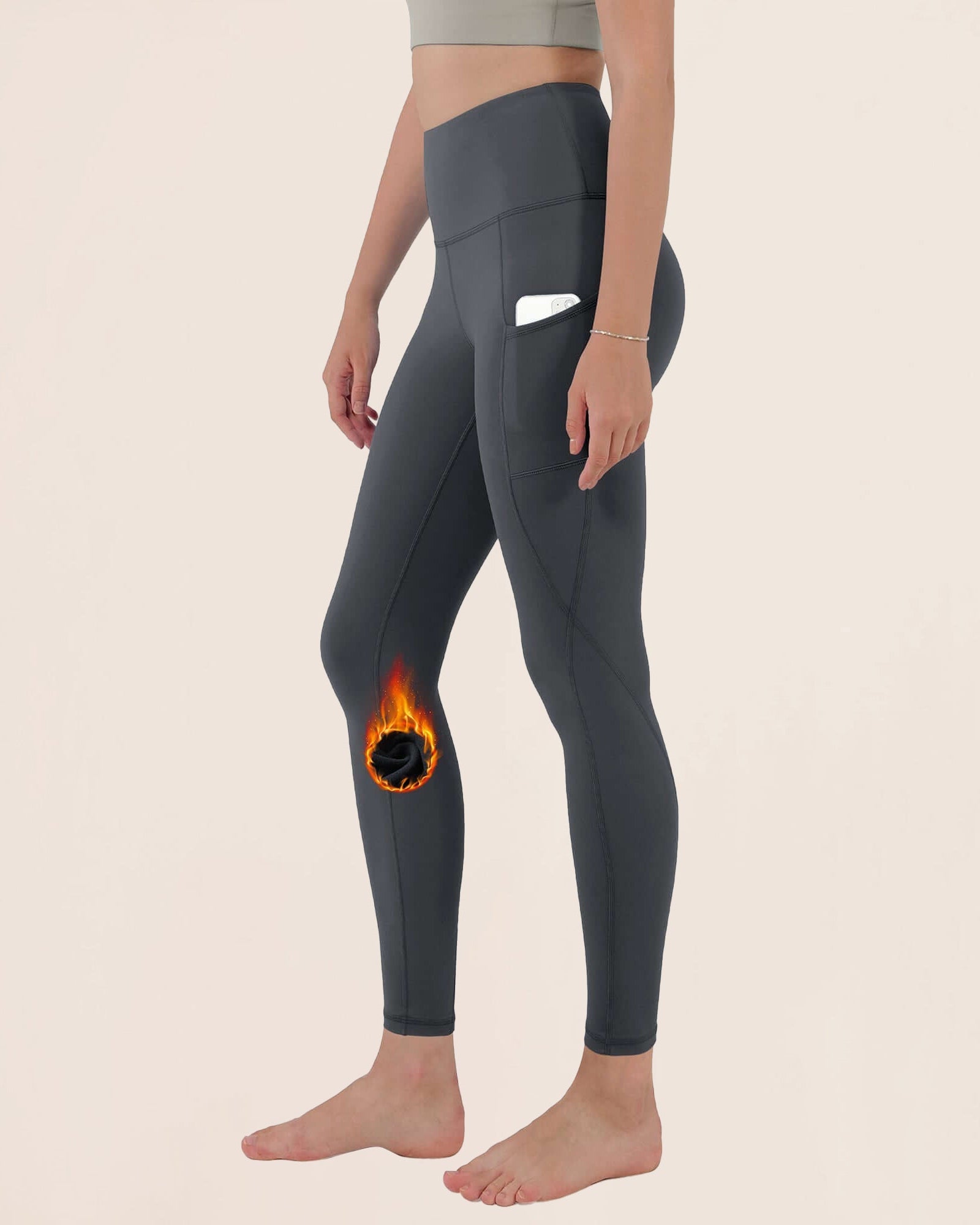 7/8 Fleece Lined Leggings with Pockets - ododos