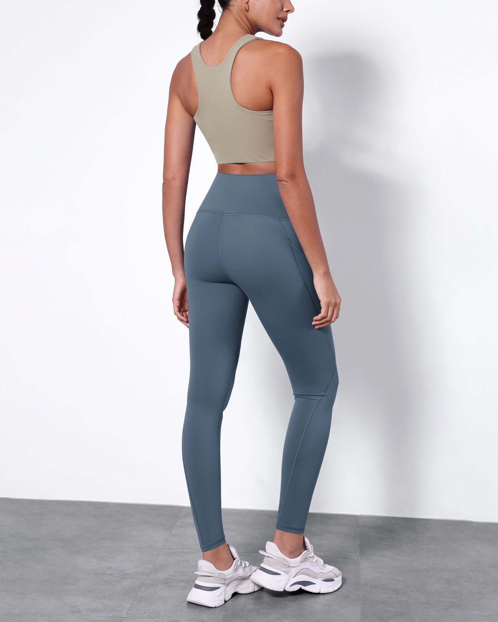 7/8 Fleece Lined Leggings with Pockets Ink Blue - ododos