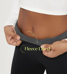 Close-up of the waistline of 25" Fleece Lined Leggings with Pockets showing soft fleece lining.