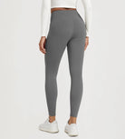 25" Fleece Lined Leggings with Pockets showcased from the back in grey, highlighting comfort and style.
