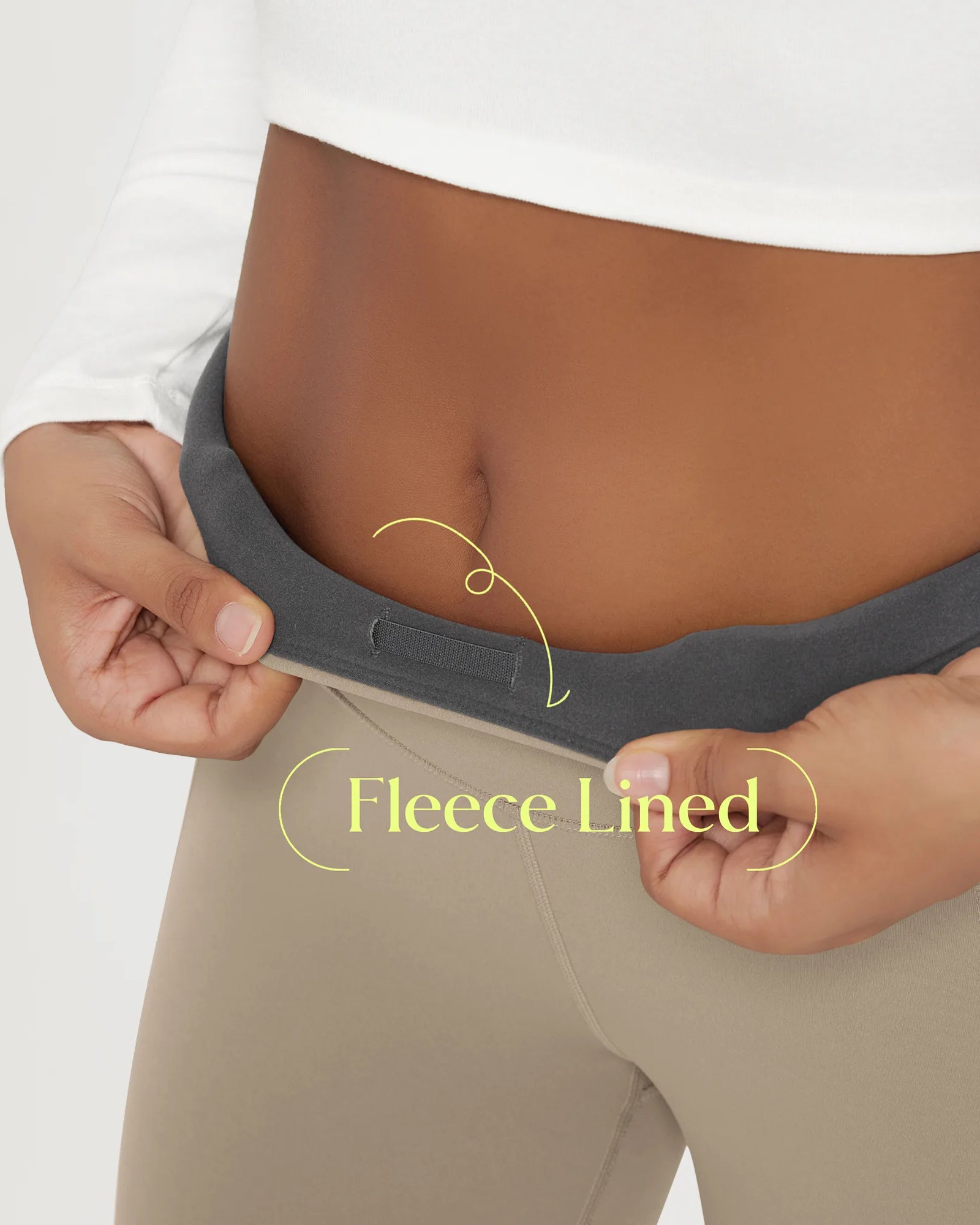 25" Fleece Lined Leggings with Pockets showing fleece lining detail on the waistband.