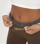 Close-up of the waistband of 25" Fleece Lined Leggings with Pockets showing soft fleece lining detail.