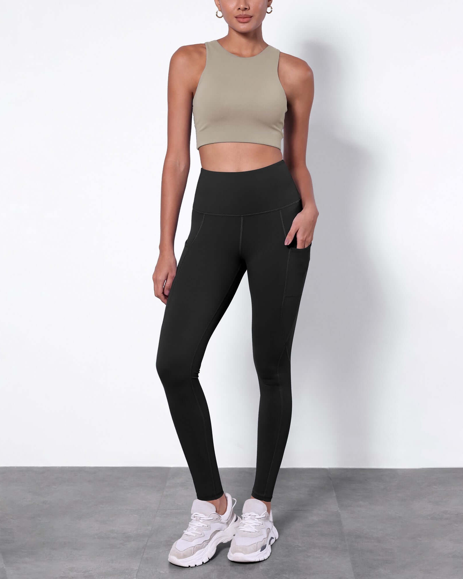 28 Fleece Lined Leggings with Pockets Black - ododos