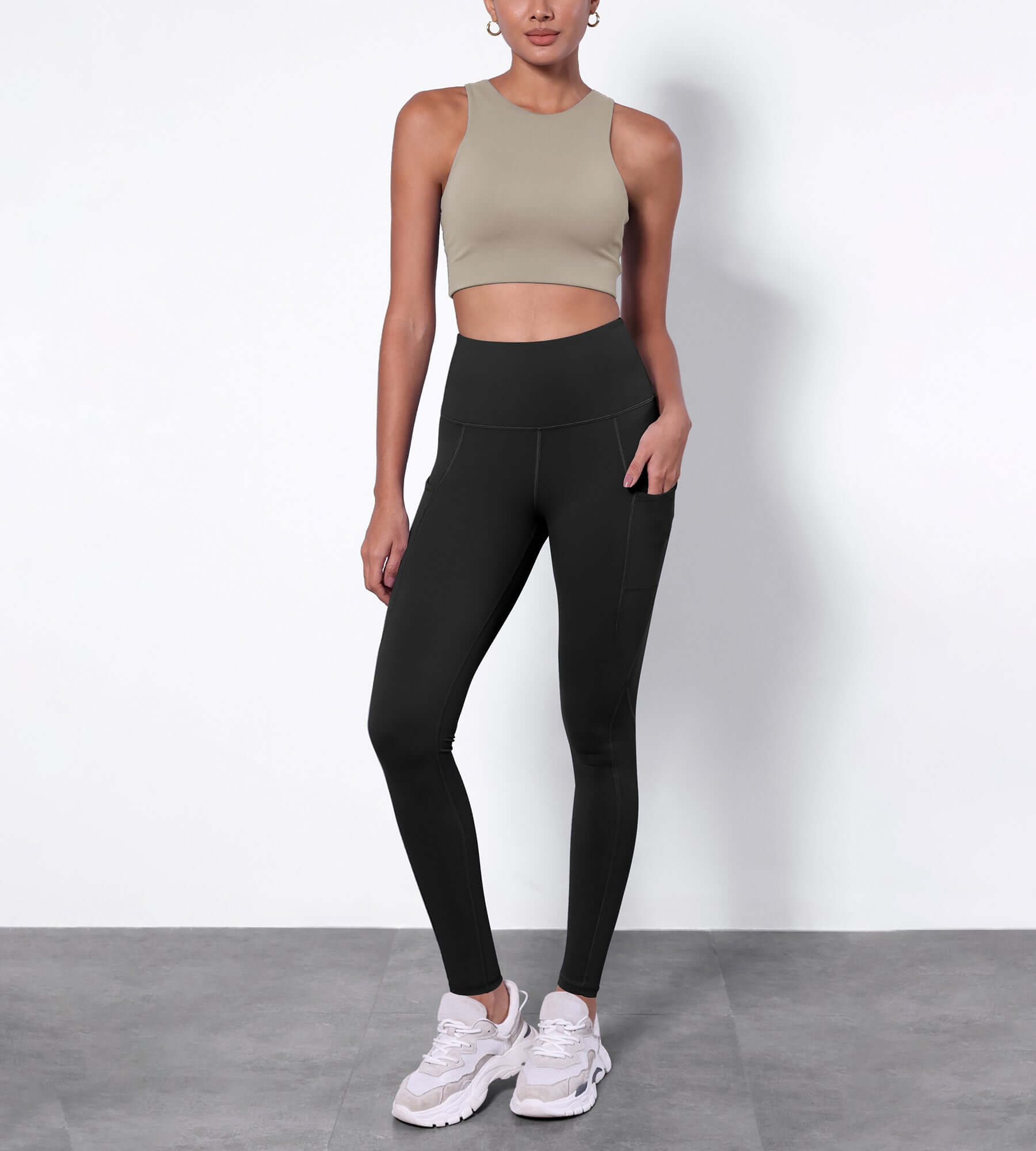 28 Fleece Lined Leggings with Pockets Black - ododos