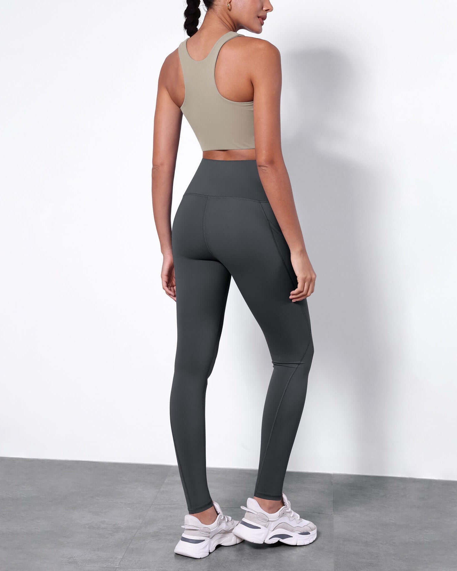 28 Fleece Lined Leggings with Pockets Charcoal - ododos