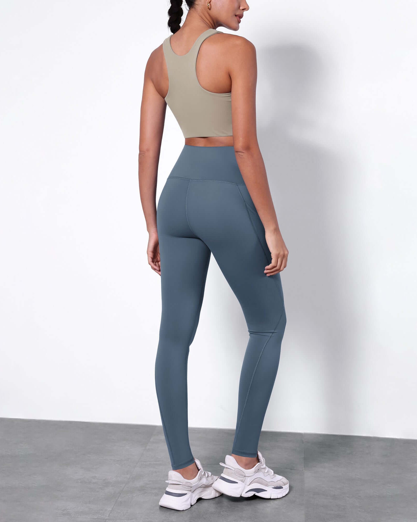 28 Fleece Lined Leggings with Pockets Ink Blue - ododos