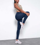 28 Fleece Lined Leggings with Pockets Navy - ododos