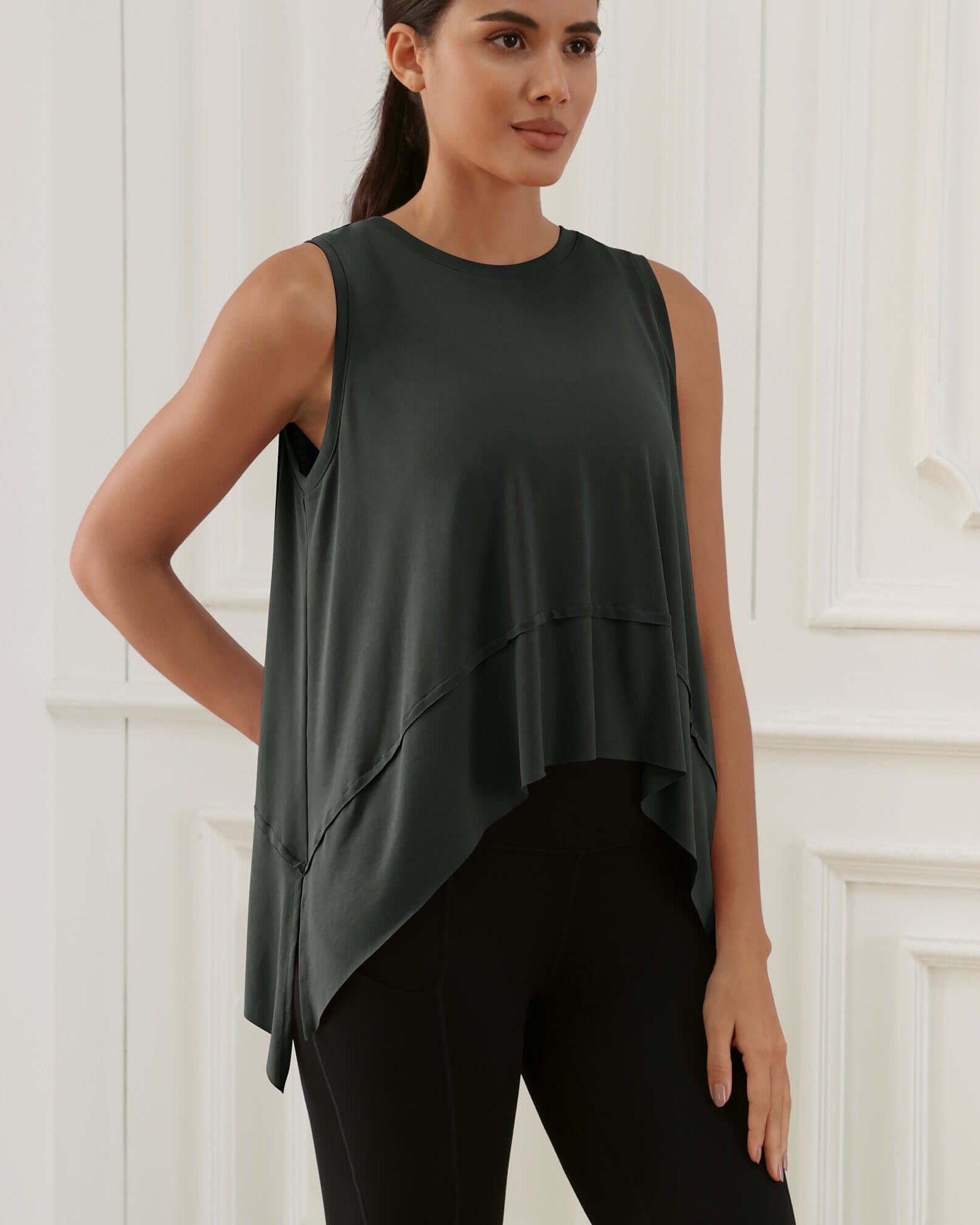 Modal Soft Sleeveless Cropped Yoga Tank (Long) - ododos