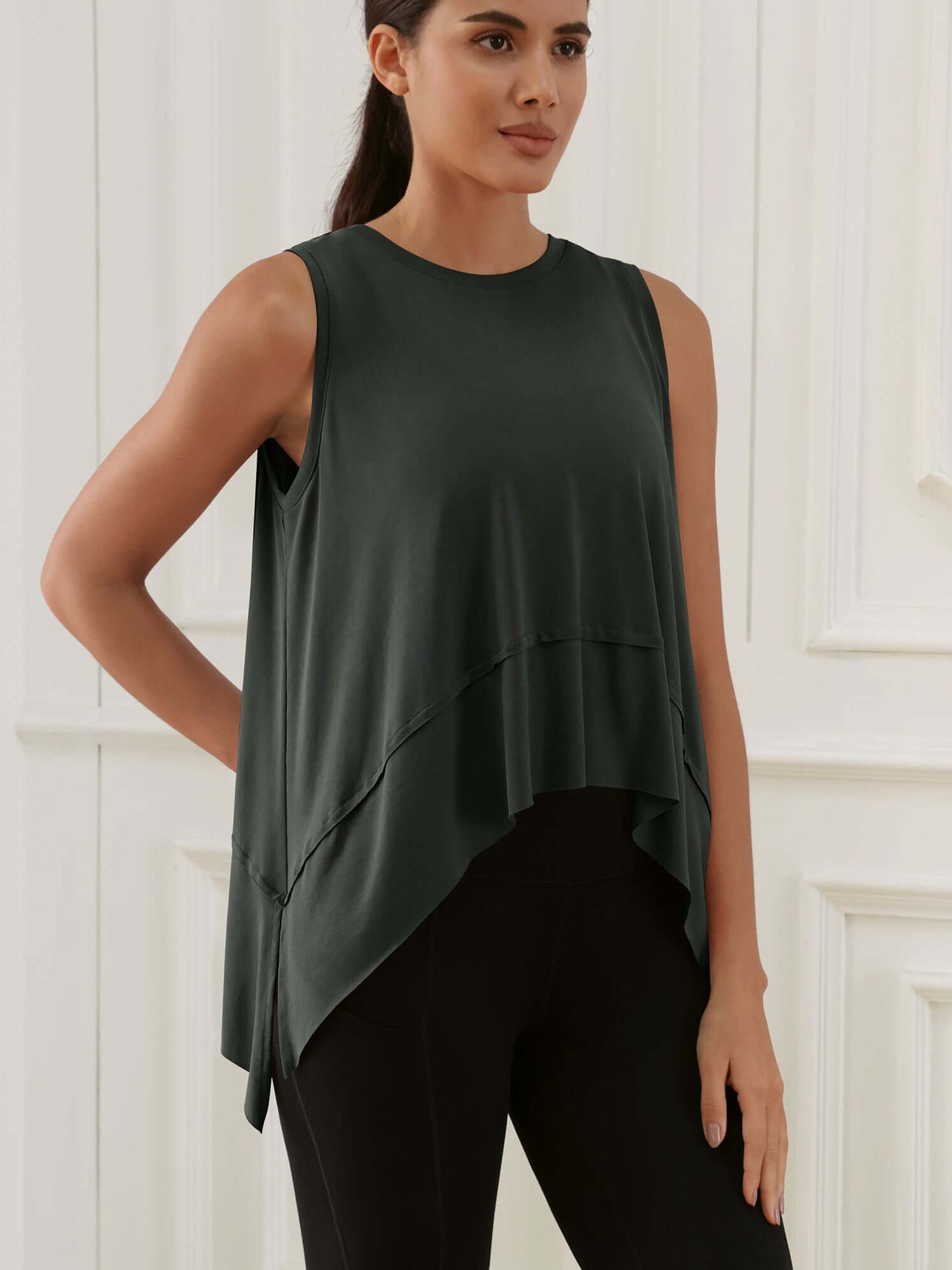 Modal Soft Sleeveless Cropped Yoga Tank (Long) - ododos