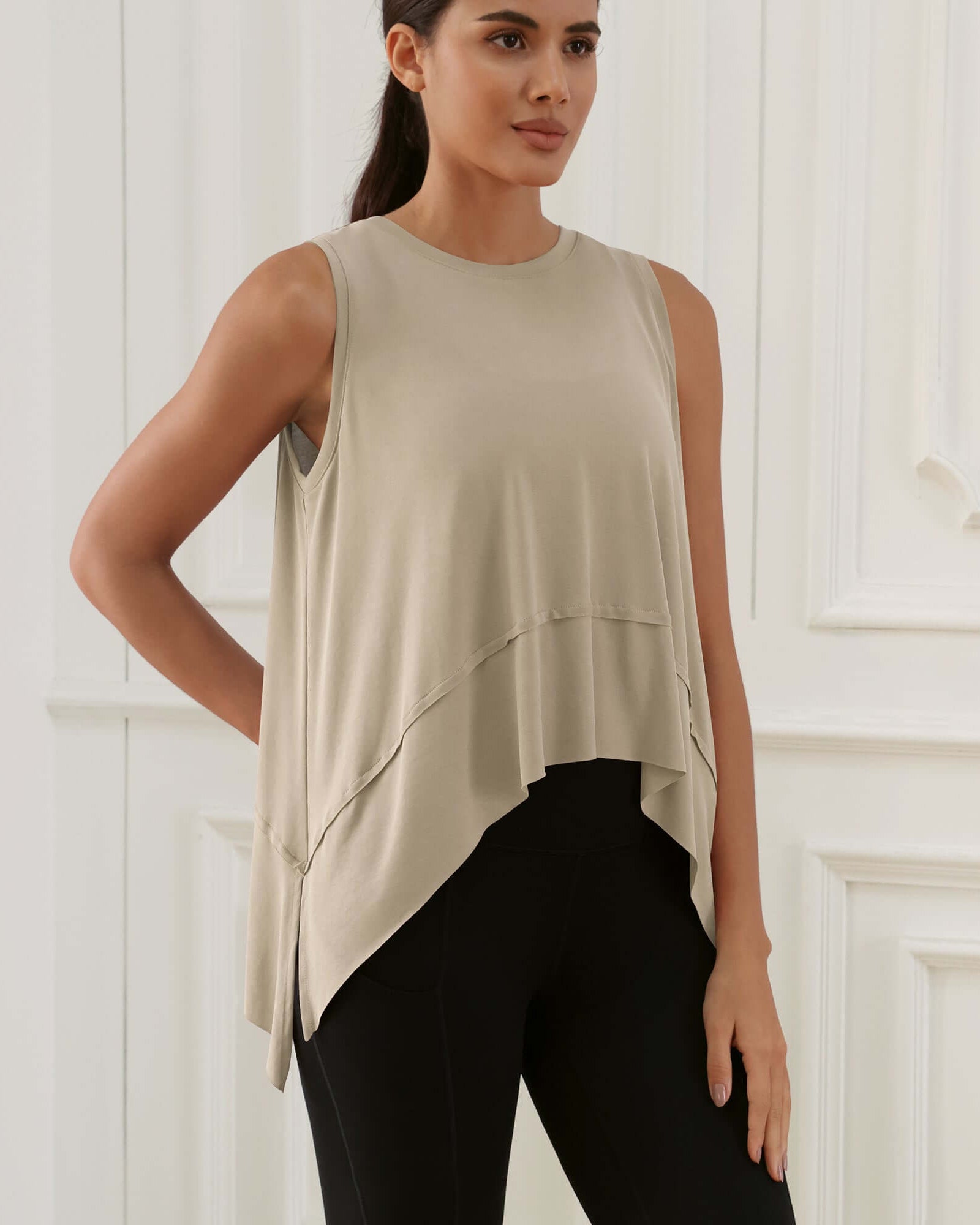 Modal Soft Sleeveless Cropped Yoga Tank (Long) - ododos