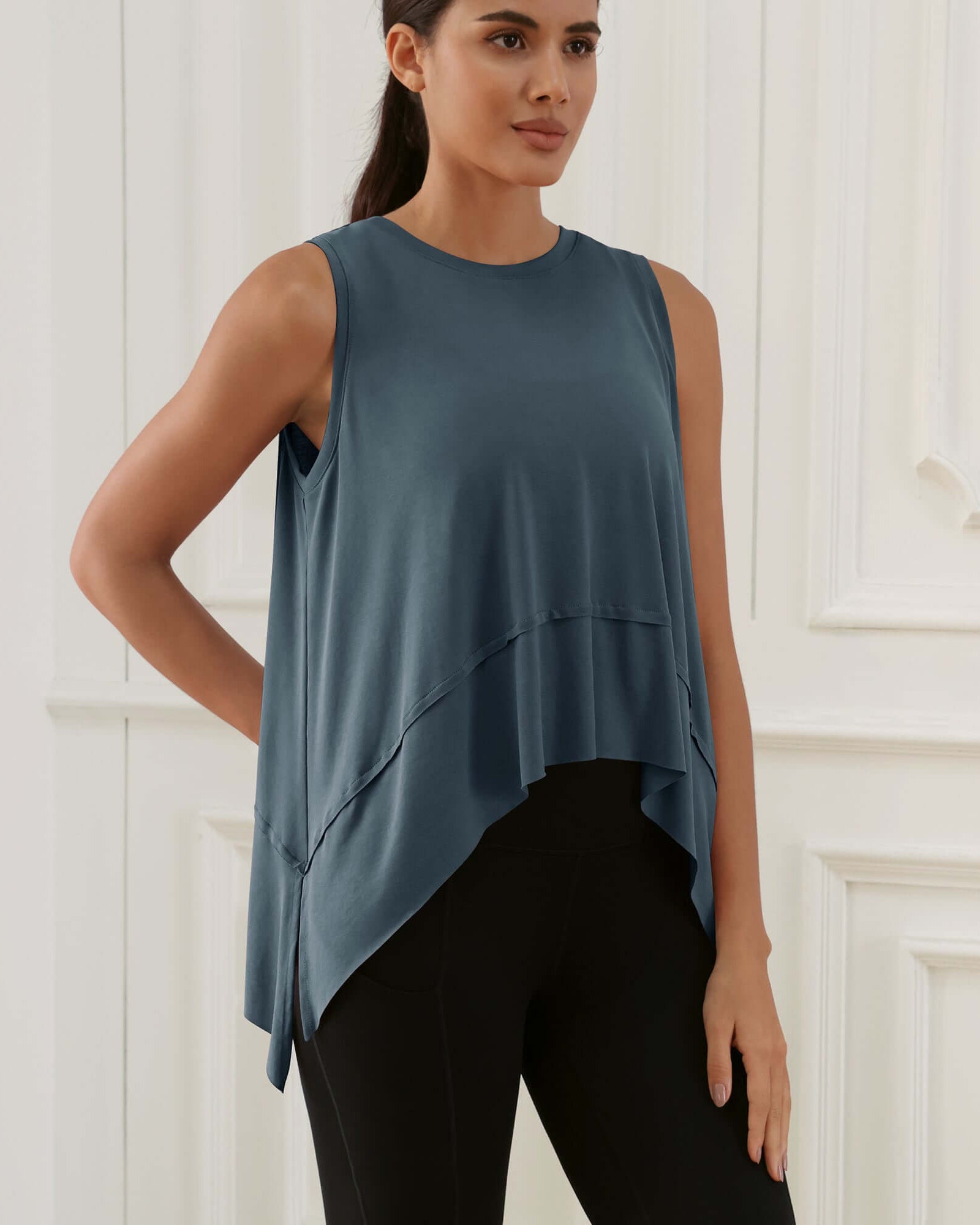 Modal Soft Sleeveless Cropped Yoga Tank (Long) - ododos
