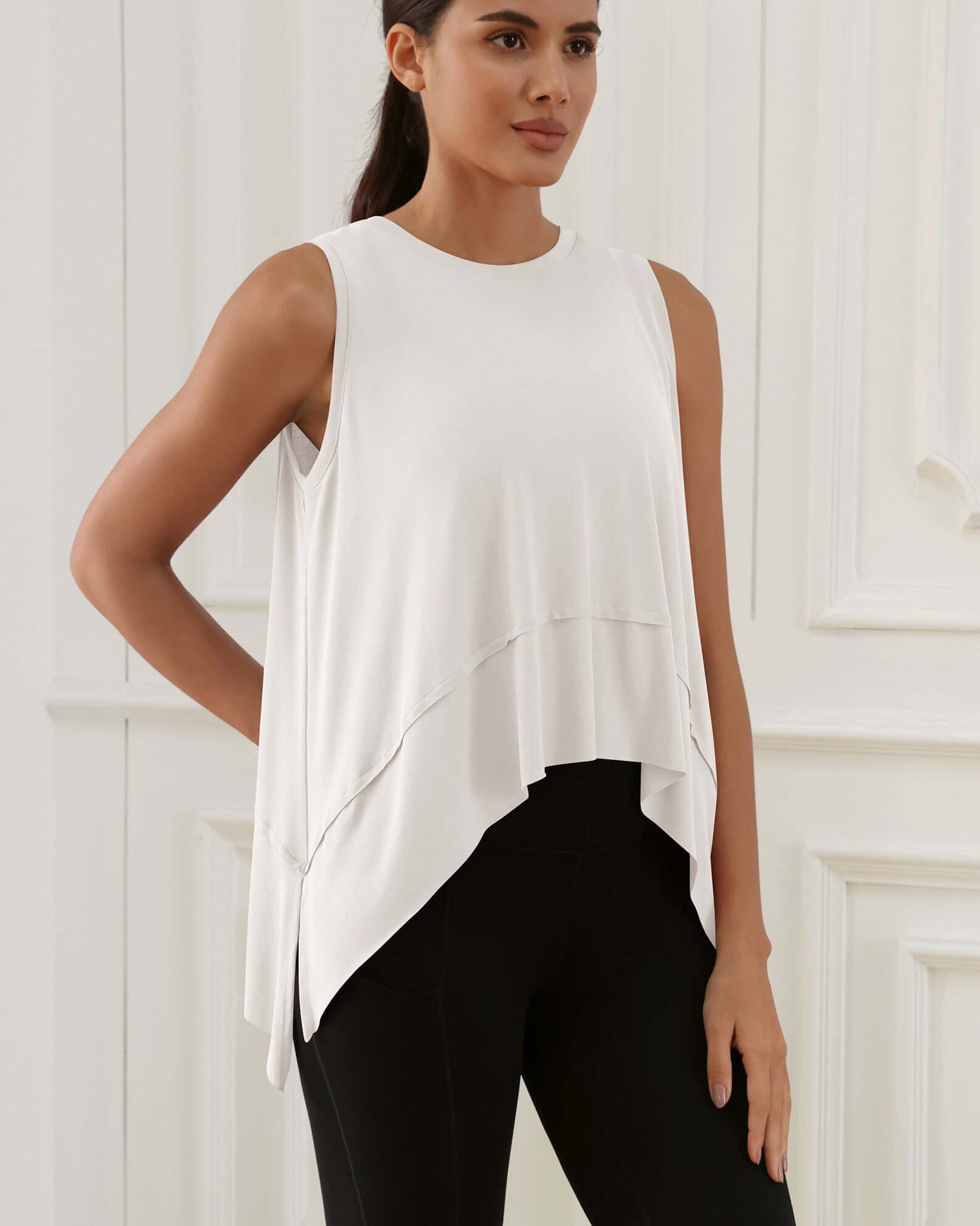 Modal Soft Sleeveless Cropped Yoga Tank (Long) - ododos