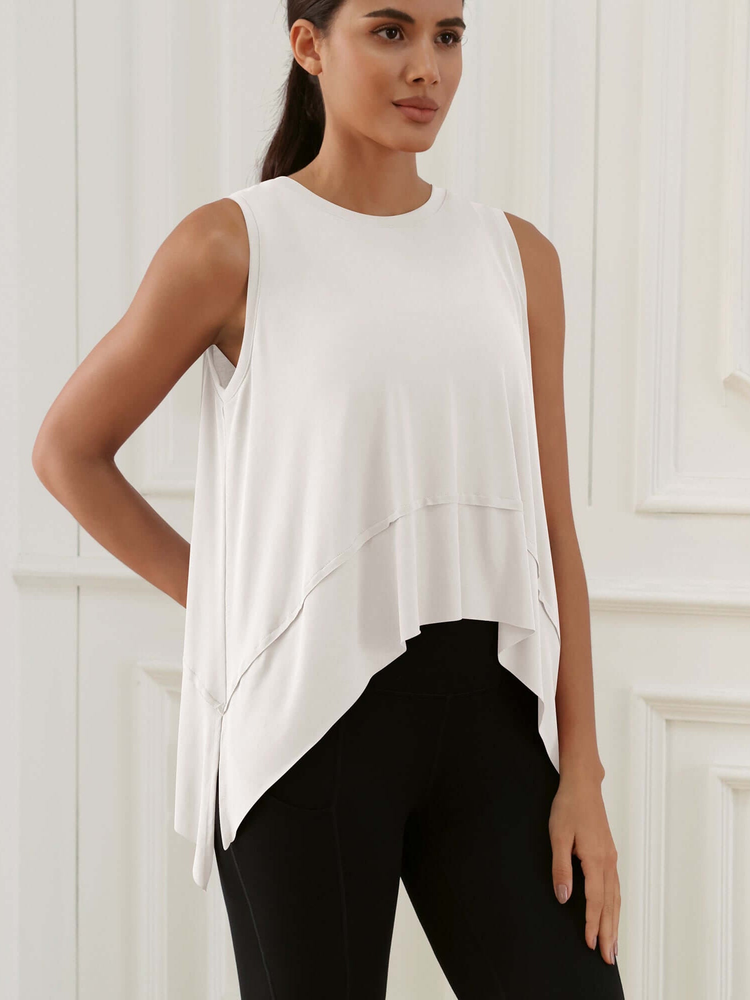 Modal Soft Sleeveless Cropped Yoga Tank (Long) - ododos