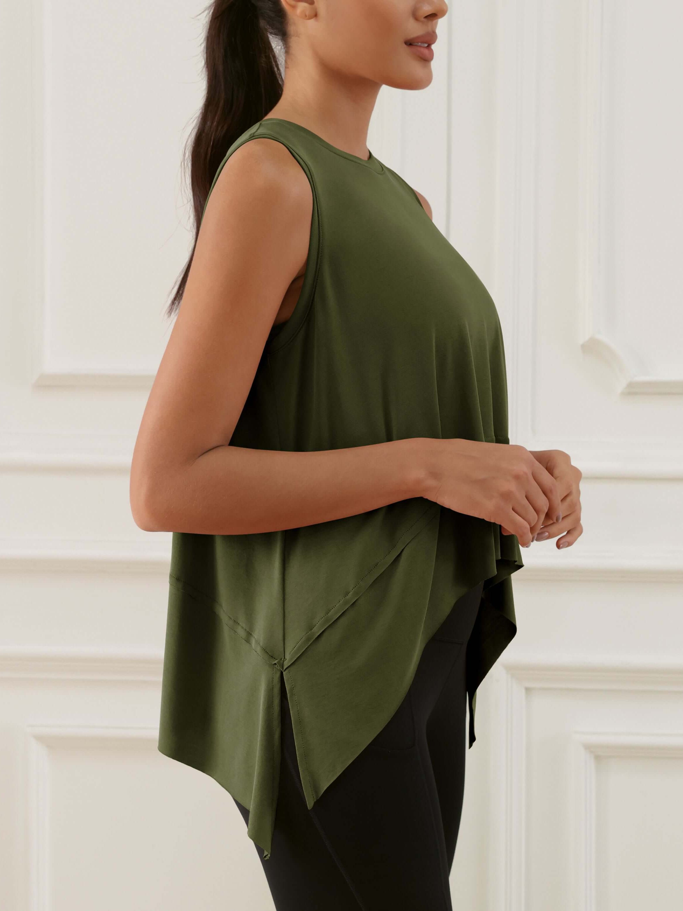 Modal Soft Sleeveless Cropped Yoga Tank (Long) - ododos