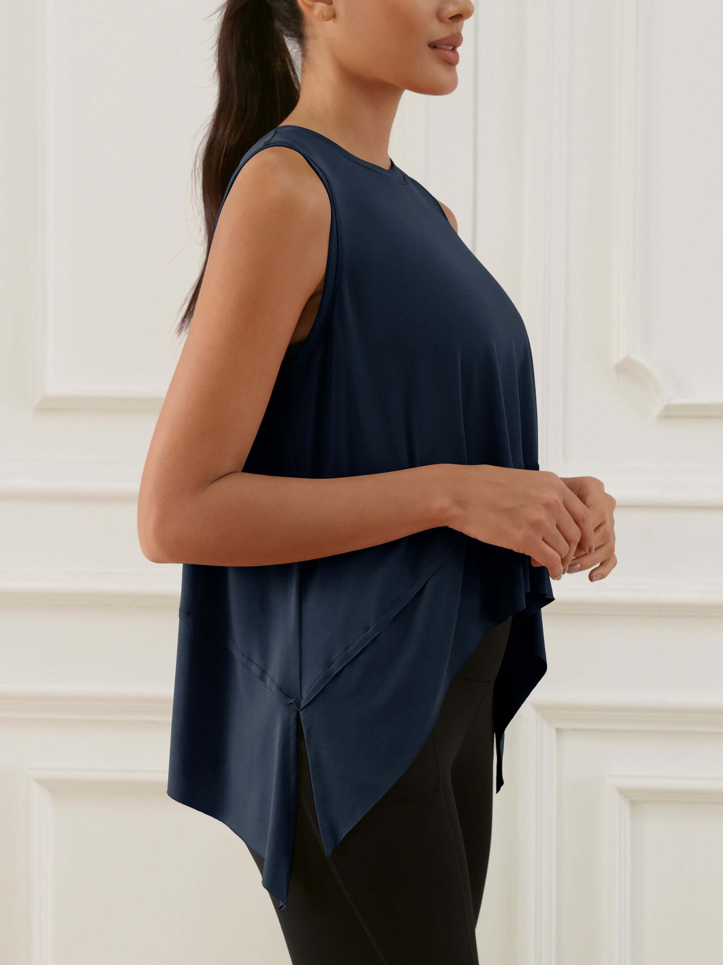 Modal Soft Sleeveless Cropped Yoga Tank (Long) - ododos