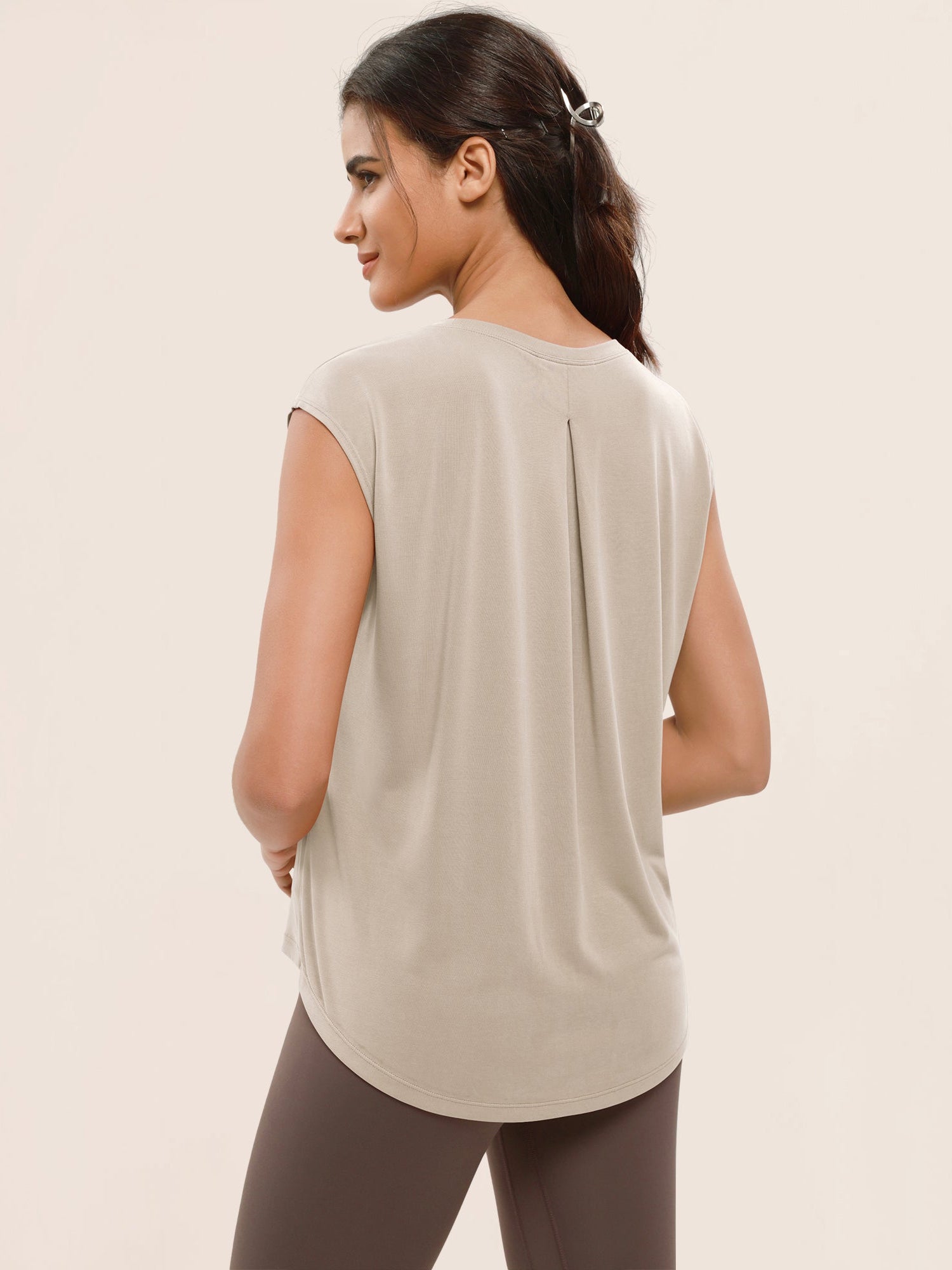 Modal Soft Crew Neck Yoga Summer Flowy Workout Sleeveless Shirts - ododos