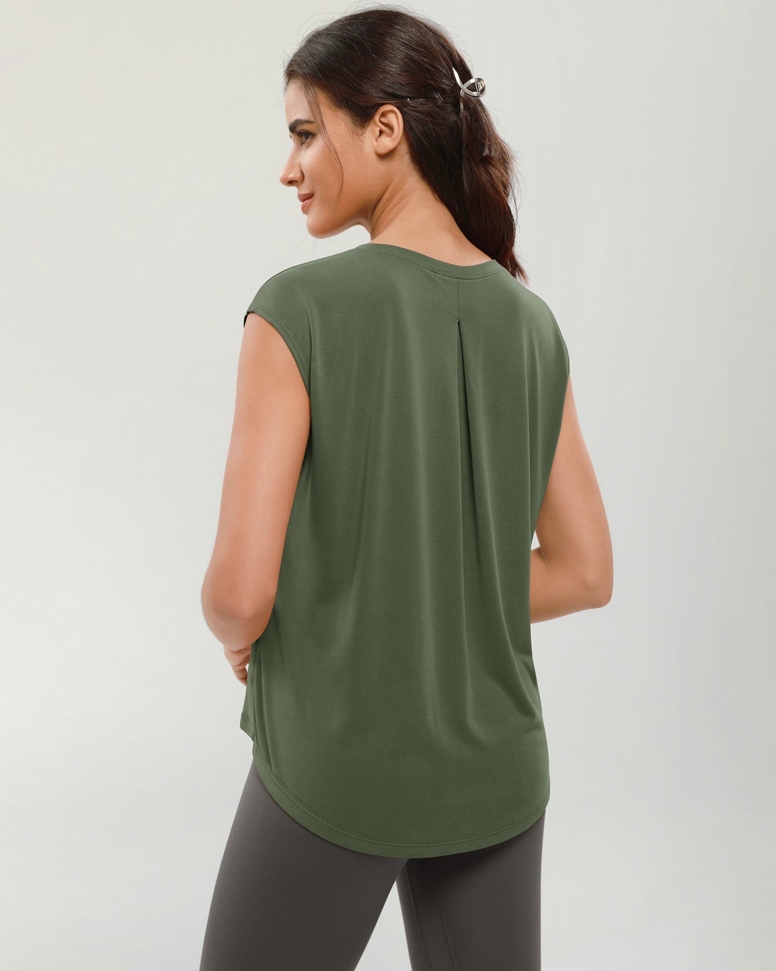 Modal Soft Crew Neck Yoga Summer Flowy Workout Sleeveless Shirts - ododos
