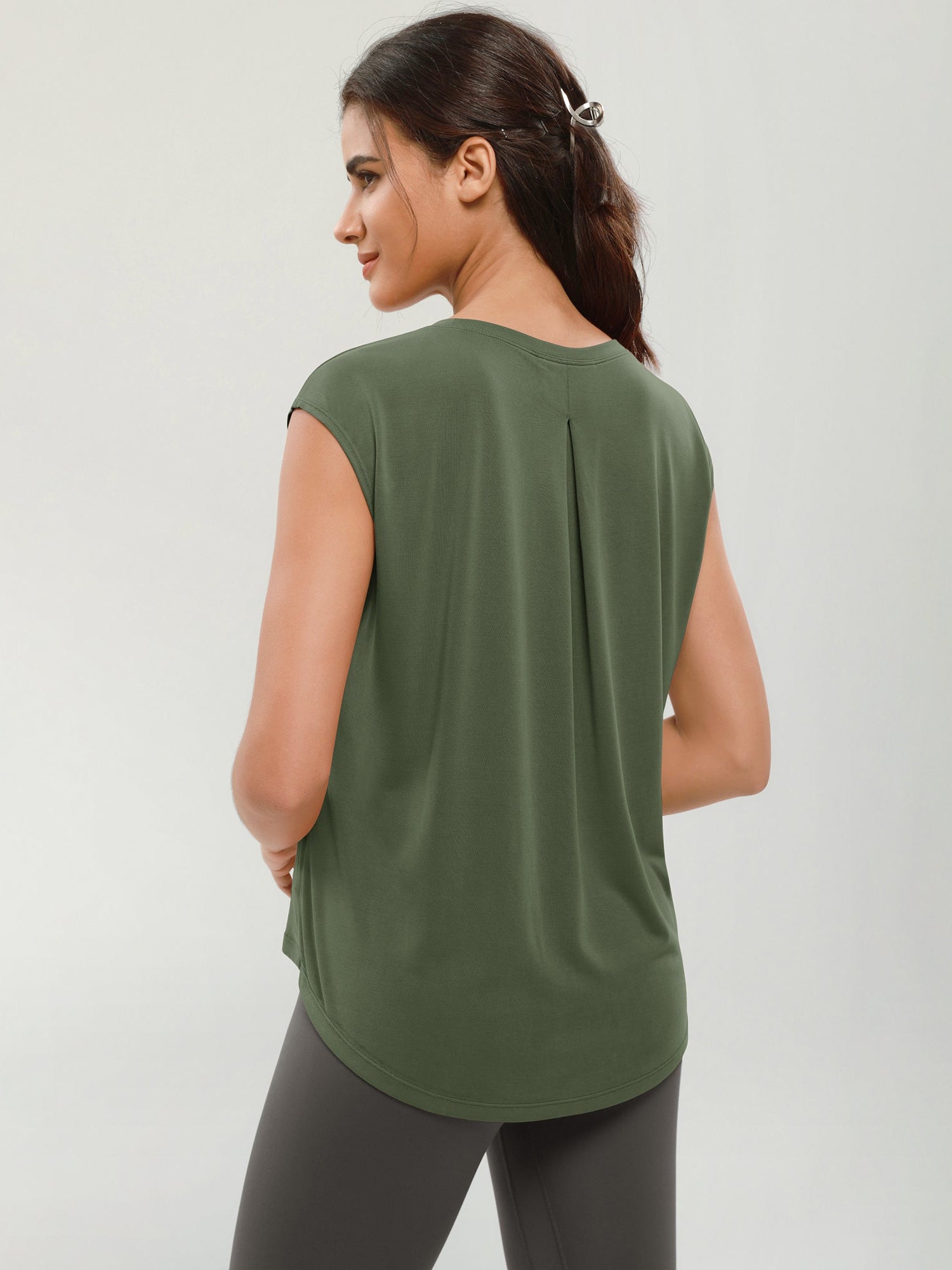 Modal Soft Crew Neck Yoga Summer Flowy Workout Sleeveless Shirts - ododos