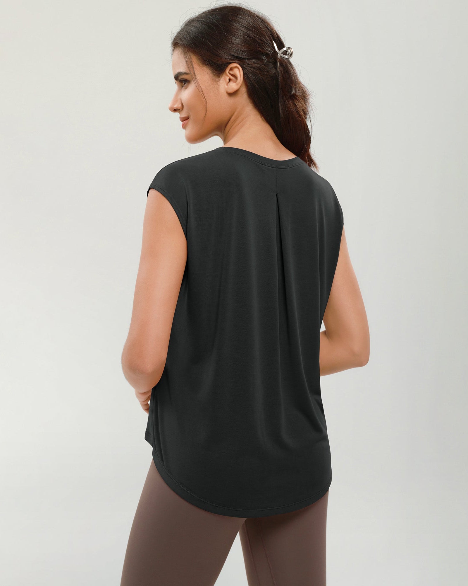Modal Soft Crew Neck Yoga Summer Flowy Workout Sleeveless Shirts - ododos