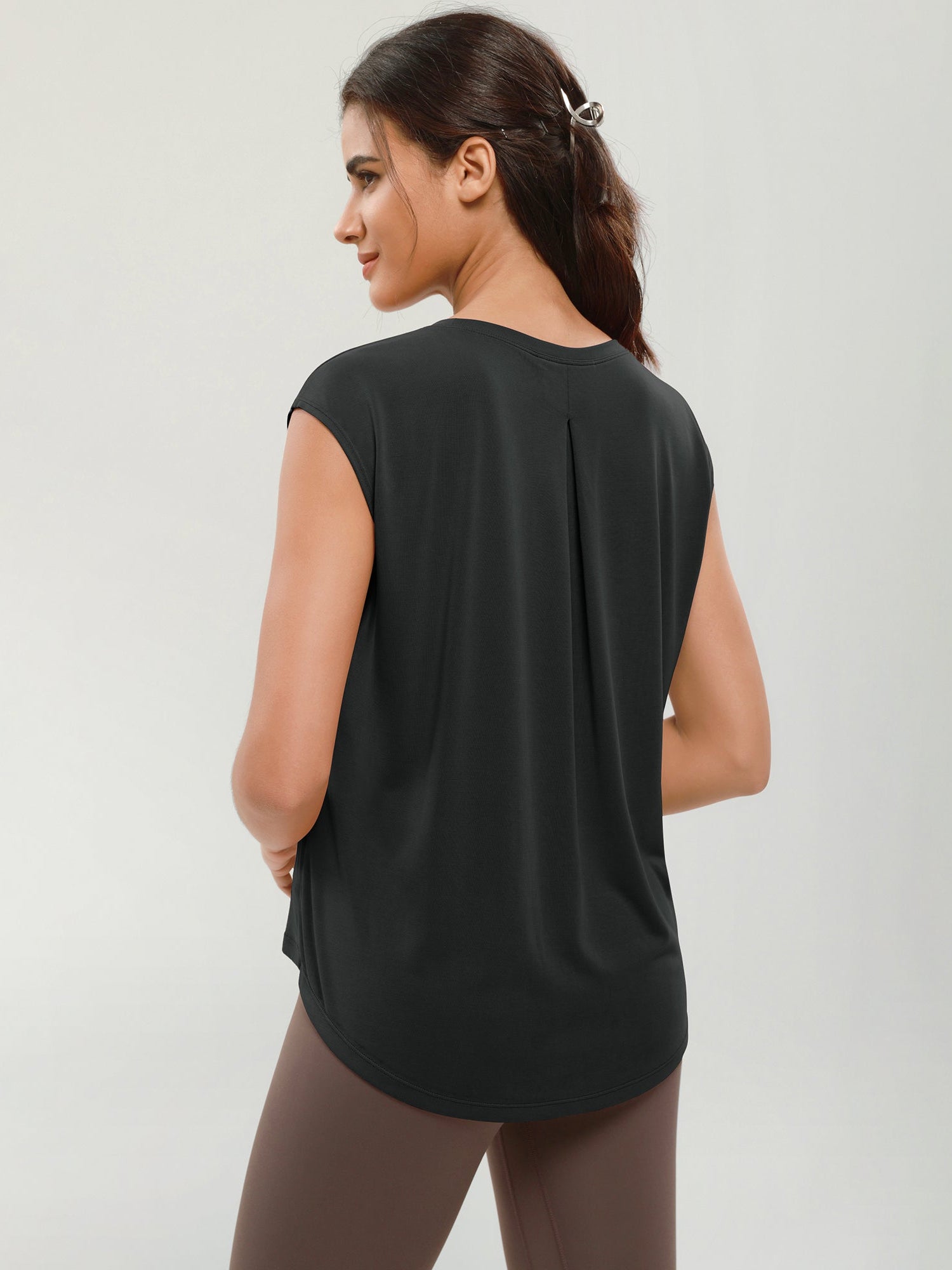 Modal Soft Crew Neck Yoga Summer Flowy Workout Sleeveless Shirts - ododos