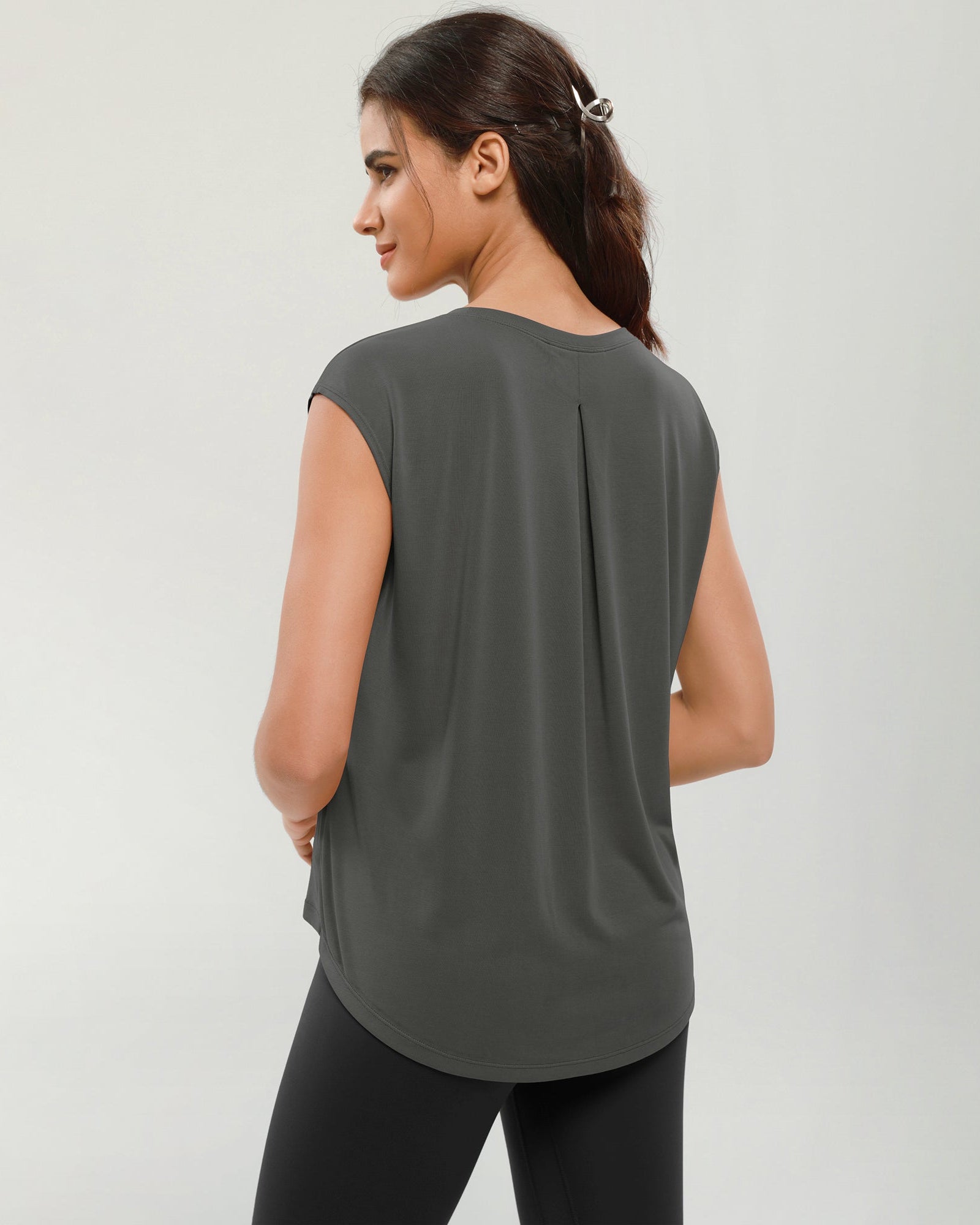 Modal Soft Crew Neck Yoga Summer Flowy Workout Sleeveless Shirts - ododos