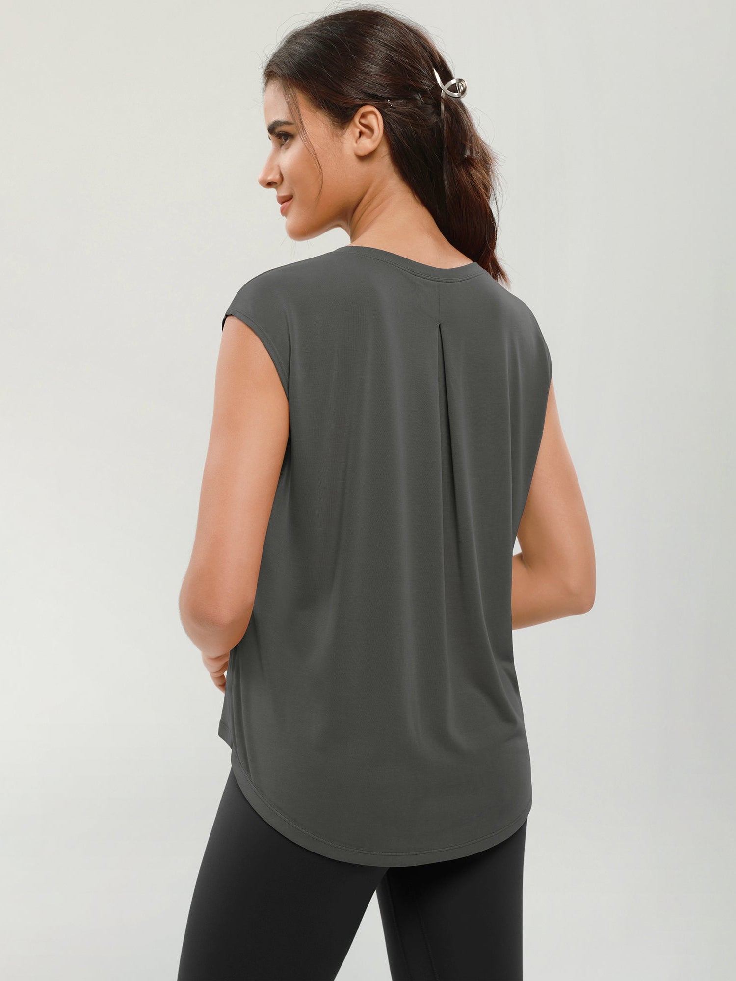 Modal Soft Crew Neck Yoga Summer Flowy Workout Sleeveless Shirts - ododos