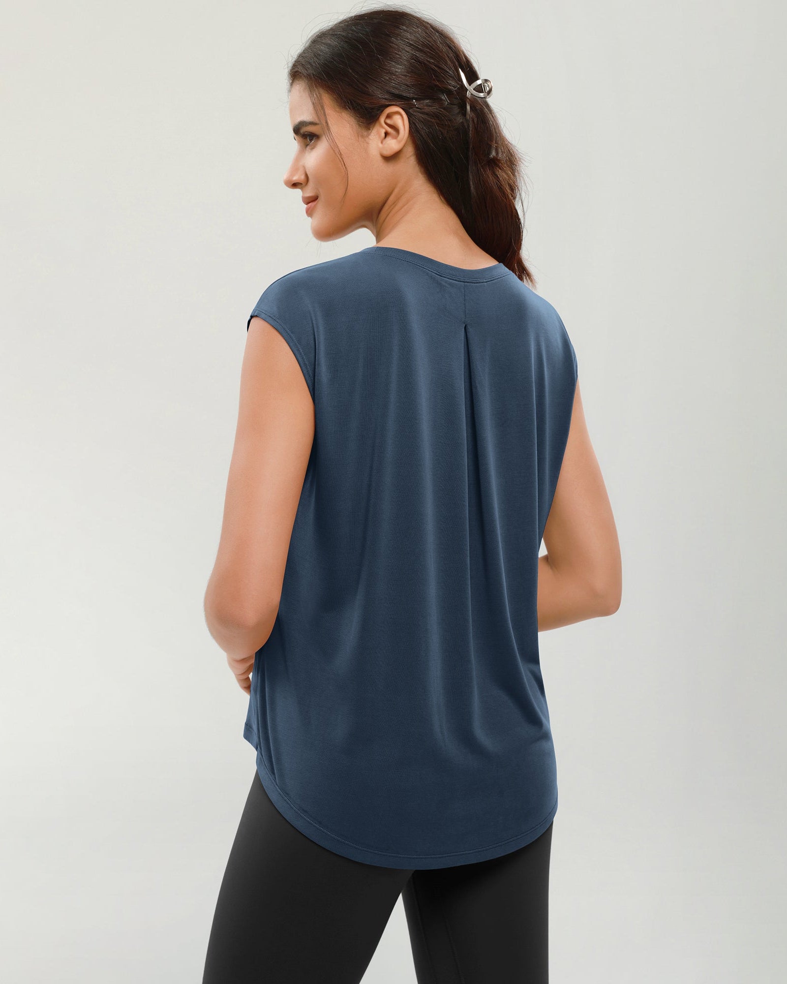 Modal Soft Crew Neck Yoga Summer Flowy Workout Sleeveless Shirts - ododos