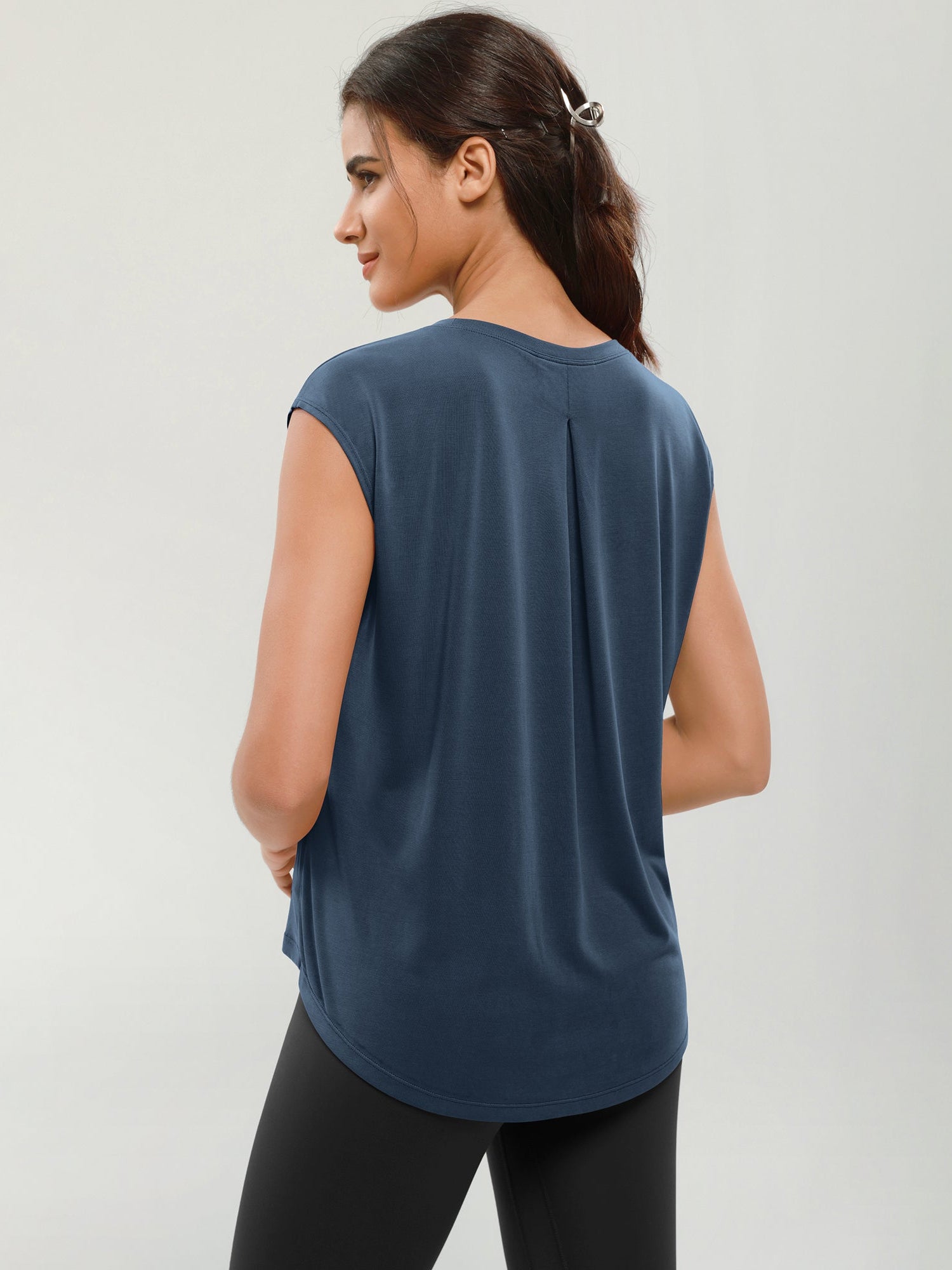 Modal Soft Crew Neck Yoga Summer Flowy Workout Sleeveless Shirts - ododos