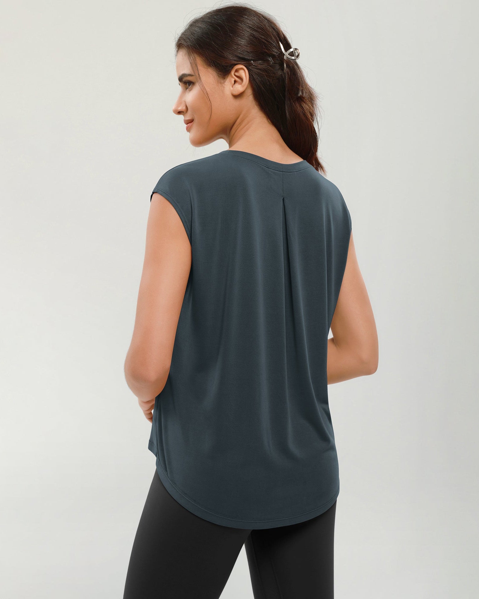 Modal Soft Crew Neck Yoga Summer Flowy Workout Sleeveless Shirts - ododos