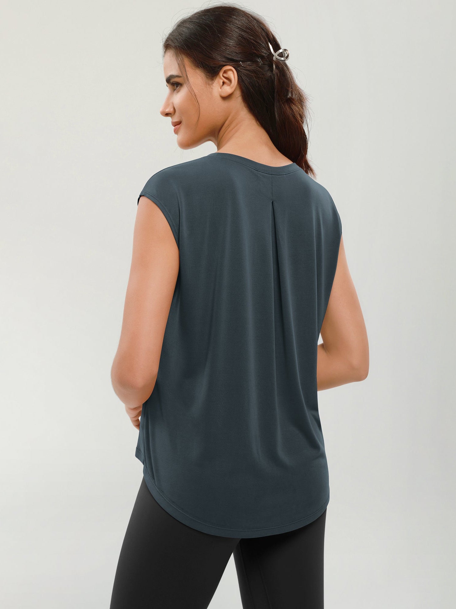 Modal Soft Crew Neck Yoga Summer Flowy Workout Sleeveless Shirts - ododos