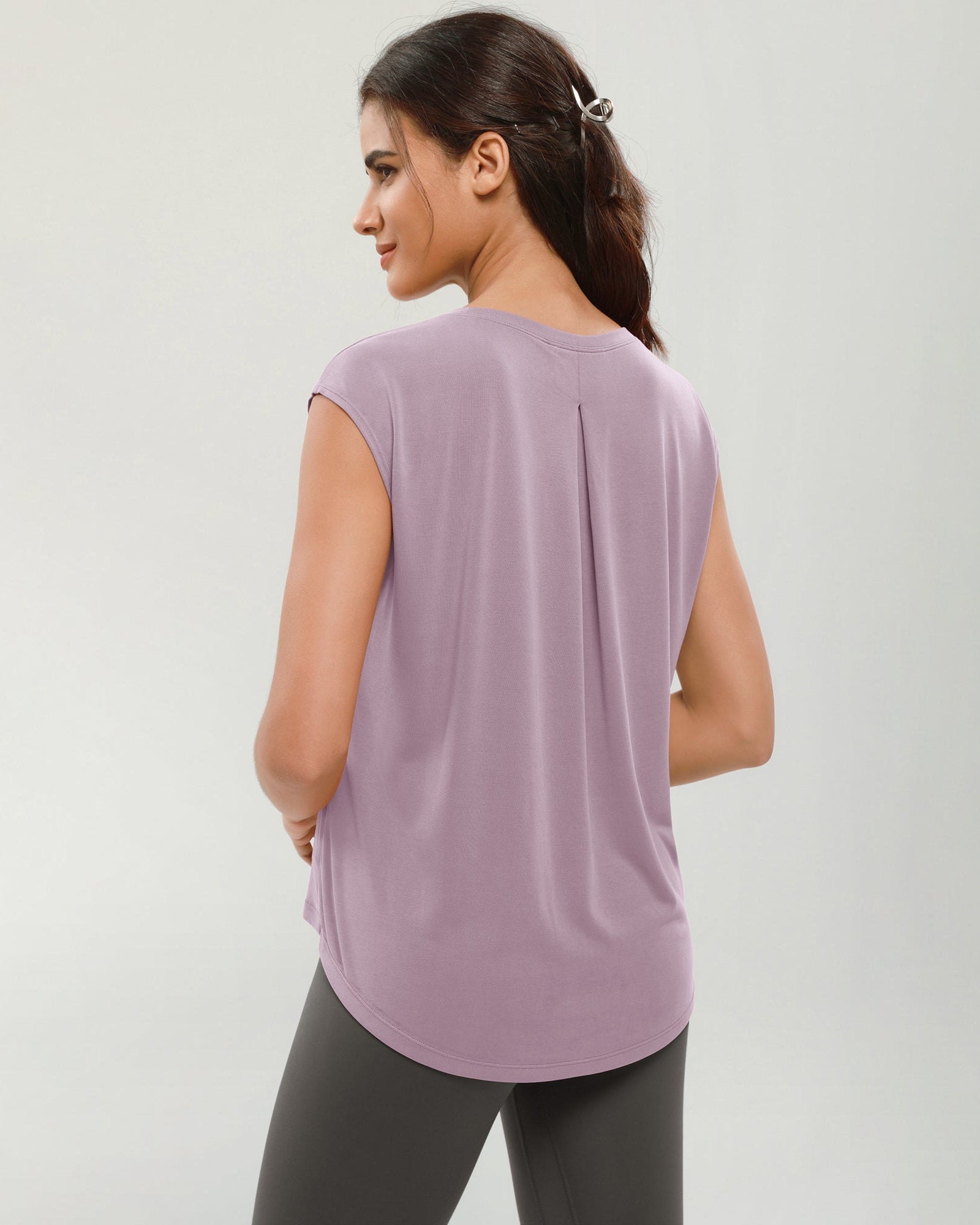 Modal Soft Crew Neck Yoga Summer Flowy Workout Sleeveless Shirts - ododos