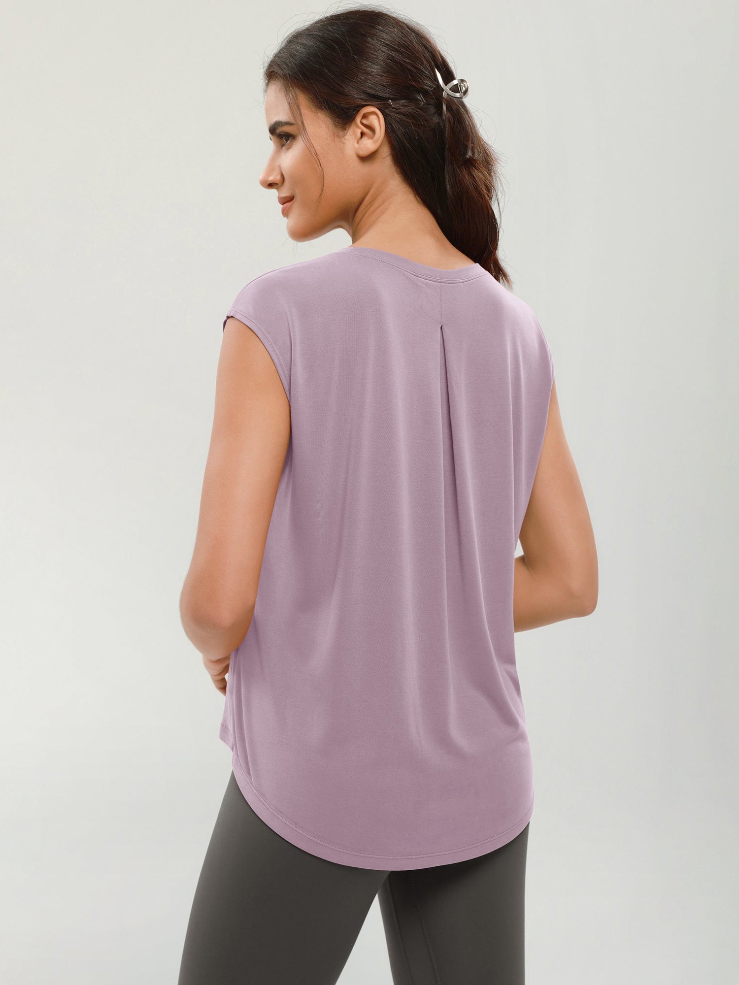Modal Soft Crew Neck Yoga Summer Flowy Workout Sleeveless Shirts - ododos