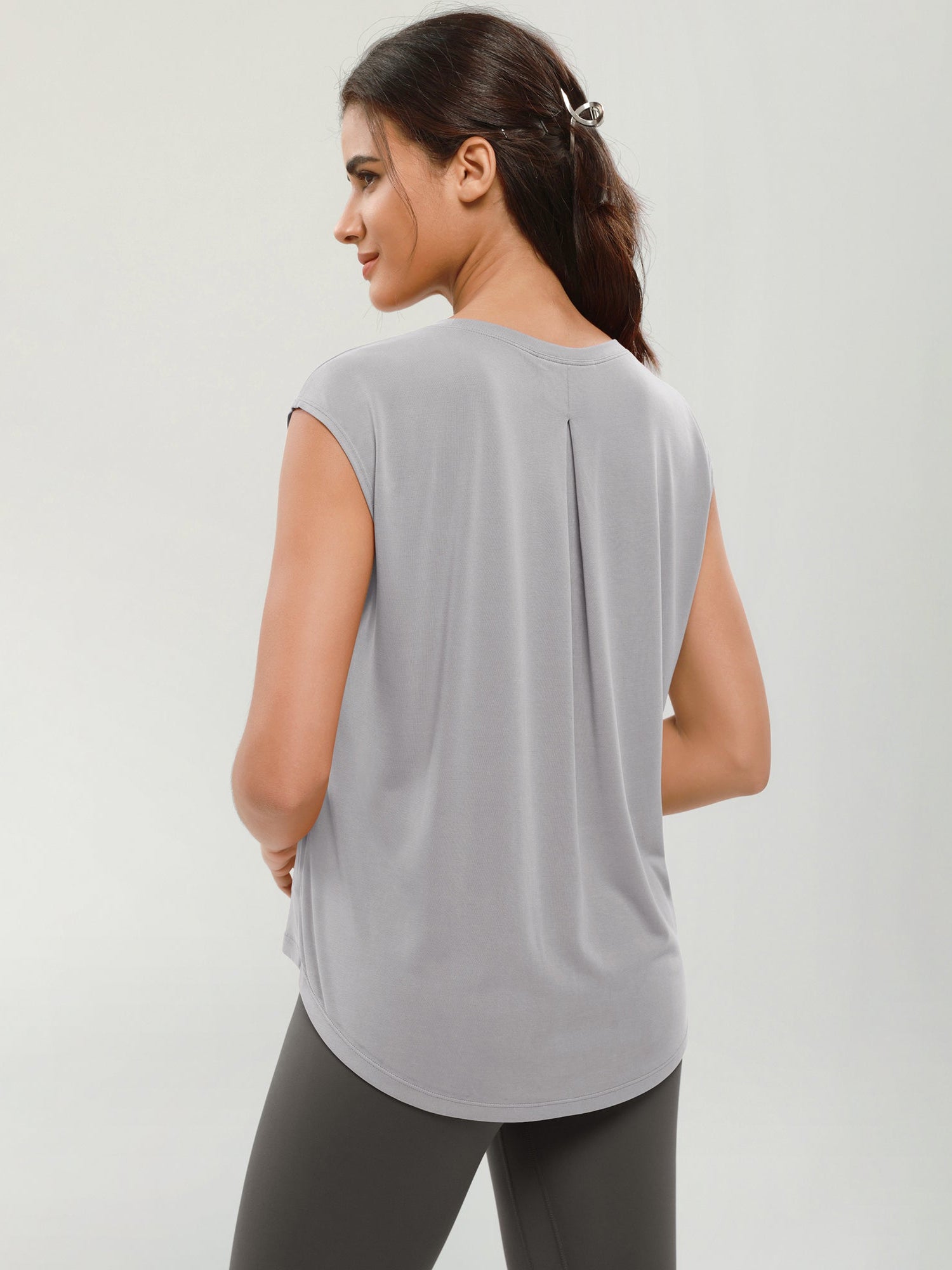 Modal Soft Crew Neck Yoga Summer Flowy Workout Sleeveless Shirts - ododos