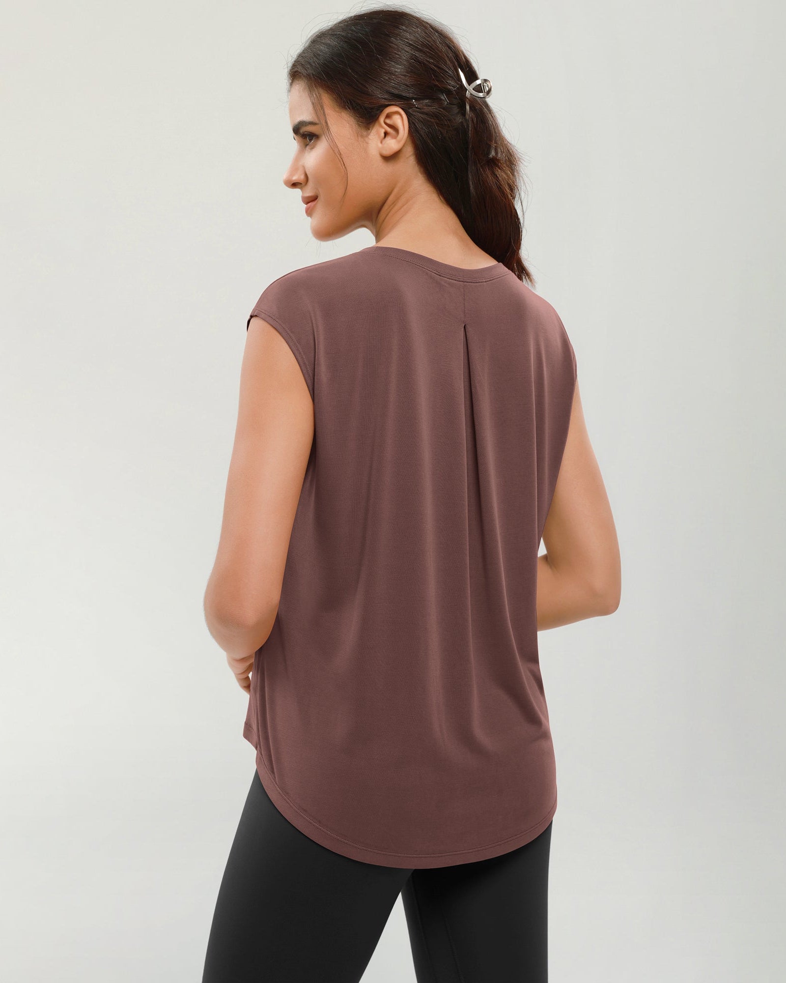 Modal Soft Crew Neck Yoga Summer Flowy Workout Sleeveless Shirts - ododos