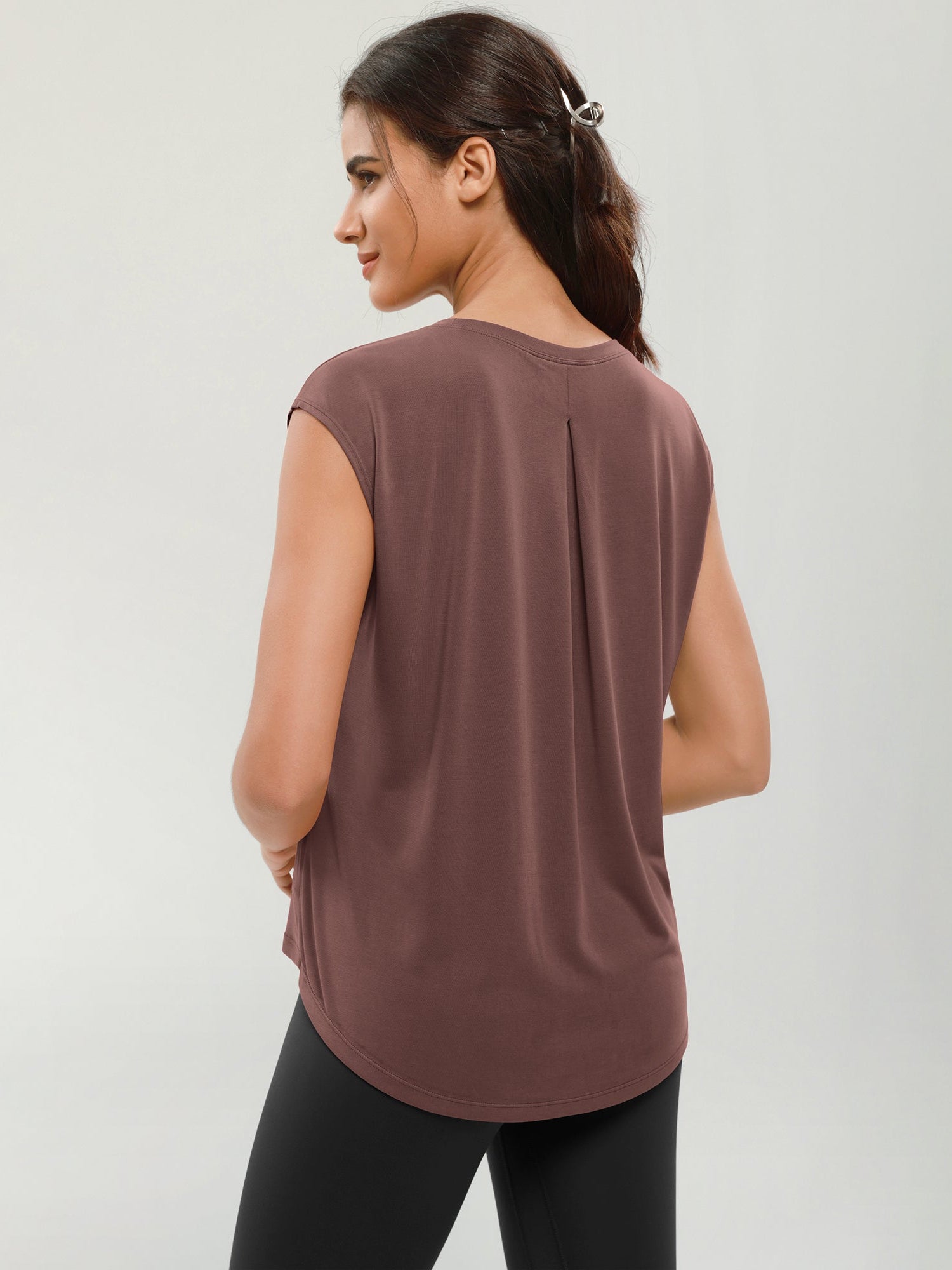 Modal Soft Crew Neck Yoga Summer Flowy Workout Sleeveless Shirts - ododos