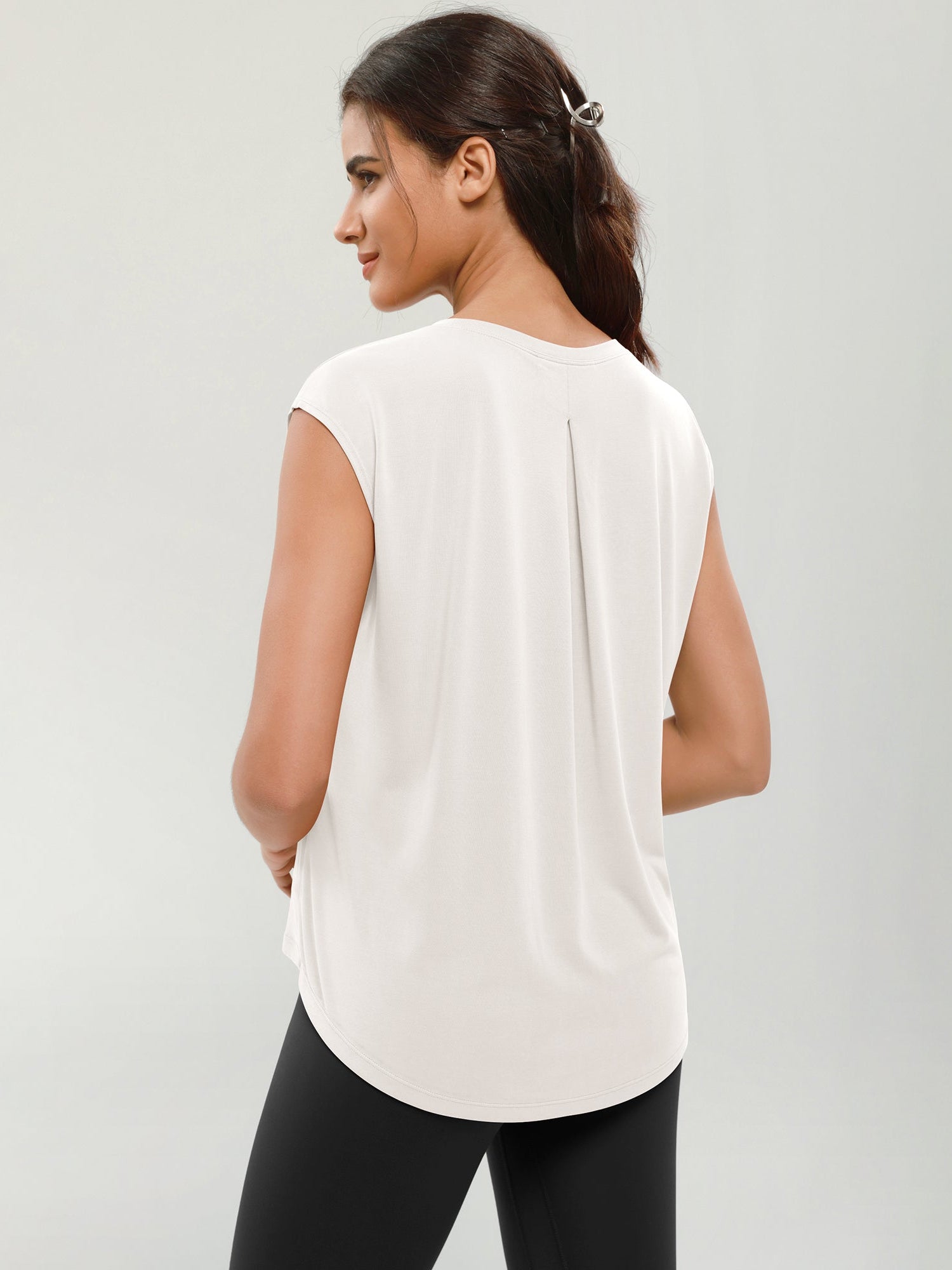 Modal Soft Crew Neck Yoga Summer Flowy Workout Sleeveless Shirts - ododos