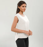 Modal Soft Crew Neck Yoga Summer Flowy Workout Sleeveless Shirts - ododos
