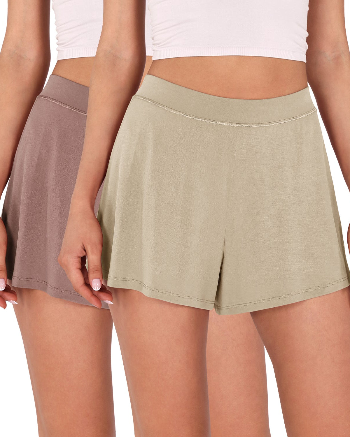 2 Pack Modal Soft Lounge Shorts Abalone+Dusty Rose - ododos