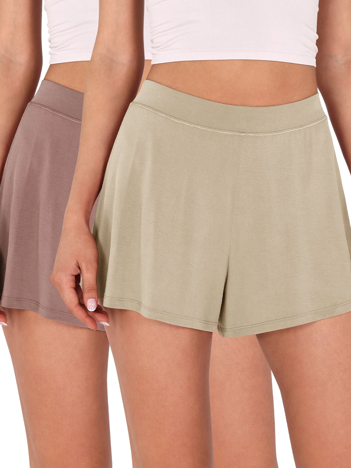 2 Pack Modal Soft Lounge Shorts Abalone+Dusty Rose - ododos