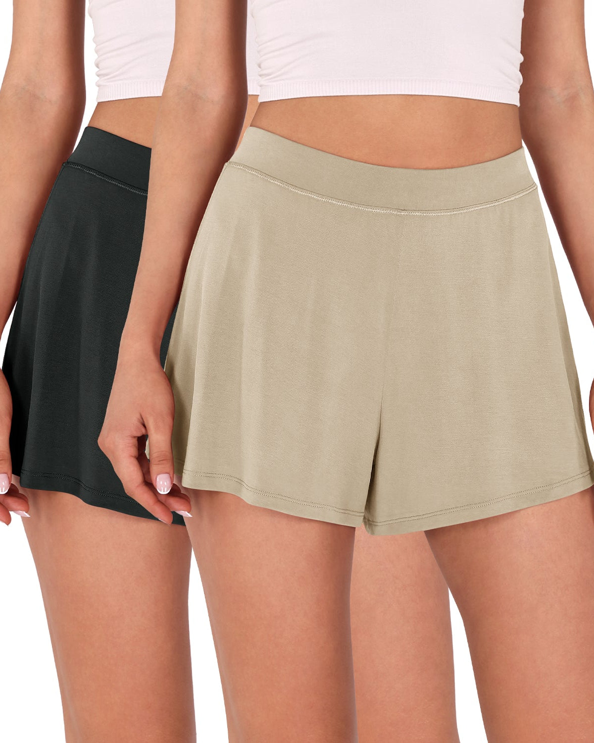 2 Pack Modal Soft Lounge Shorts Black+Abalone - ododos